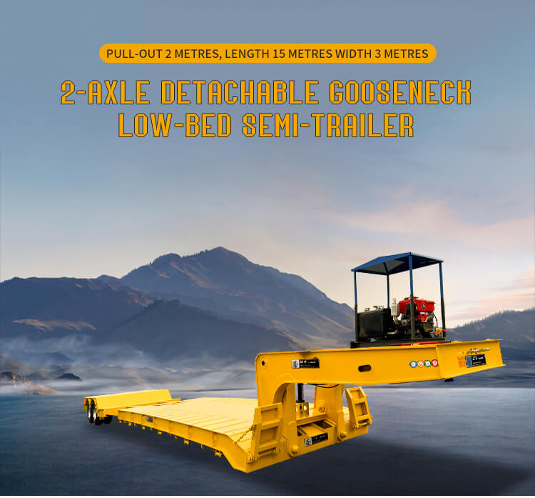 2nápravový 120tunový hydraulický odnímatelný přívěs s husím krkem 2nápravový 120tunový hydraulický odnímatelný přívěs s husím krkem
