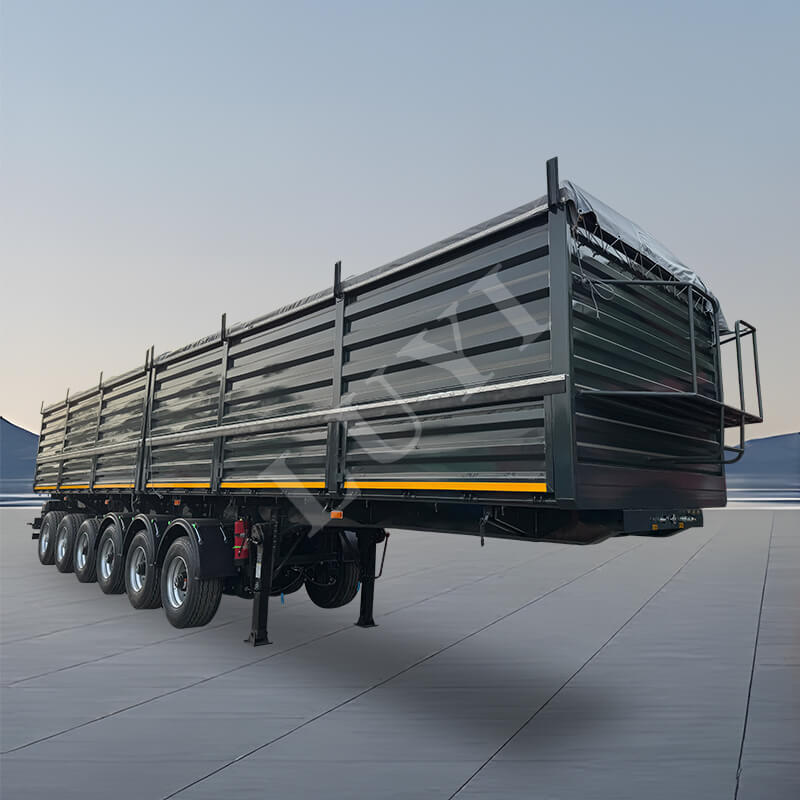 6nápravový návěs s nosností 100 tun přizpůsobený bočním stěnám